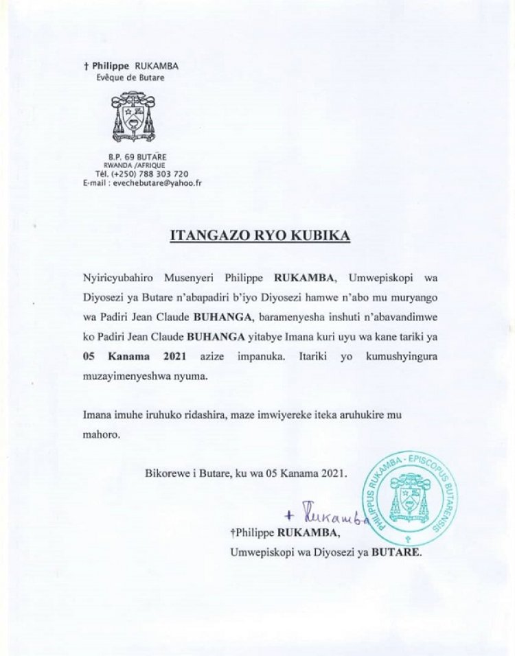 Padiri Buhanga Jean Claude yishwe n'impanuka uwo bari kumwe ararusimbuka