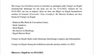 Kigali: Integuza Ku ituritswa rya fireworks